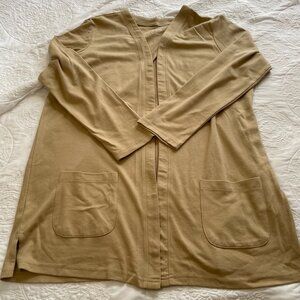Blair Cardigan Knit Jacket Women's XL Beige Open Front Long Sleeve Pockets